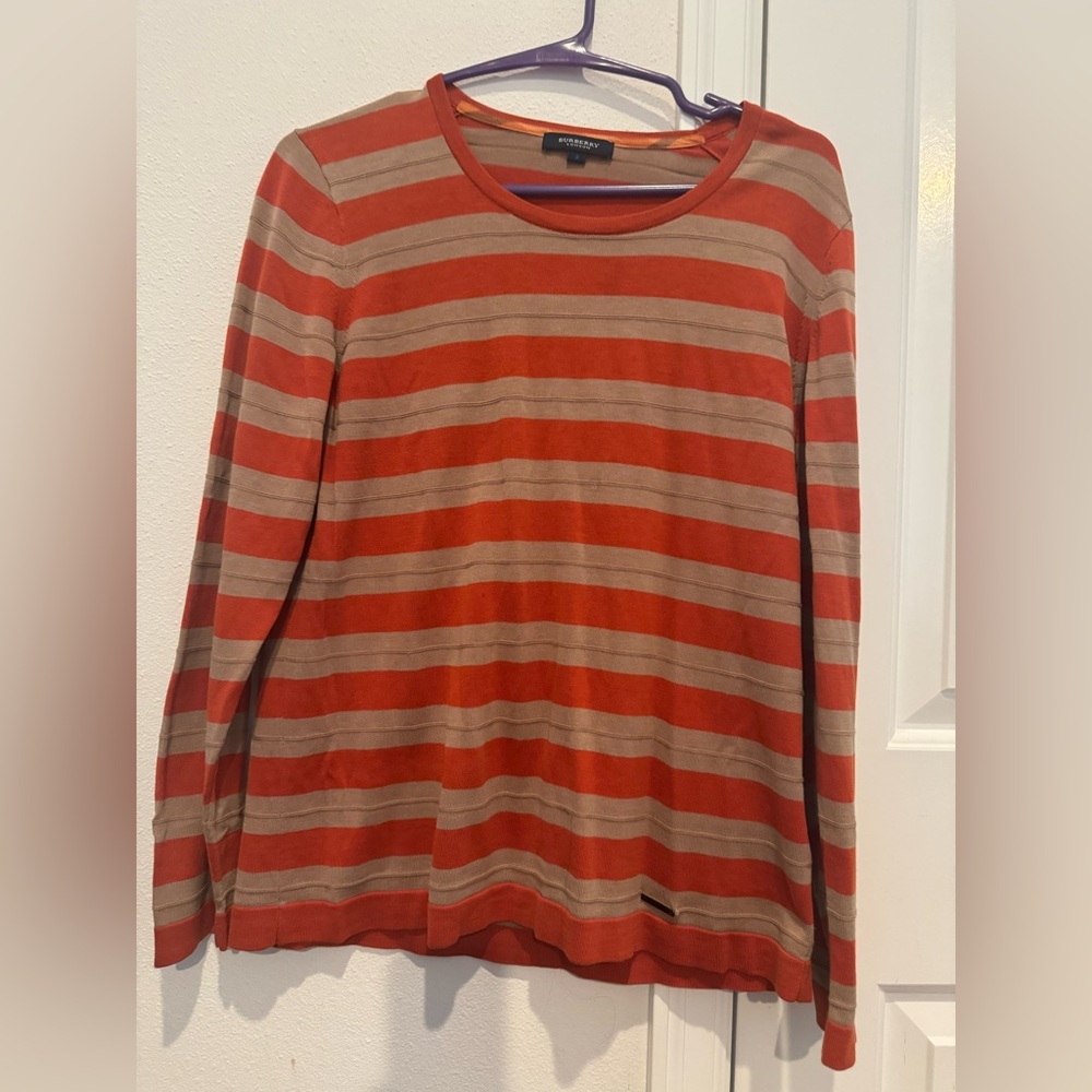 Burberry London Striped Knit Long Sleeve Top | Size S